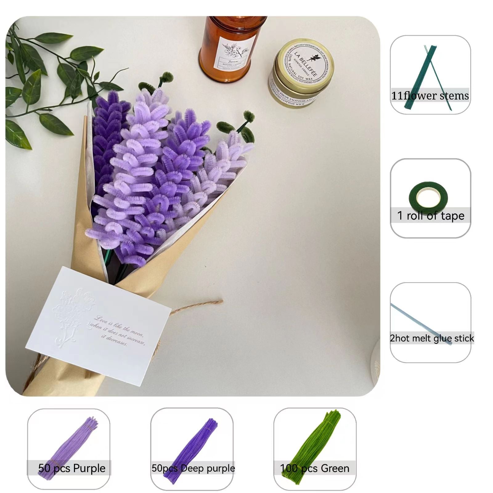 Vrolija DIY pipe cleaner flowers bouquet gift kit set with tutorial va –  Cutediyvrolija
